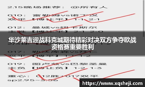 华沙莱吉迎战科克城期待精彩对决双方争夺欧战资格赛重要胜利